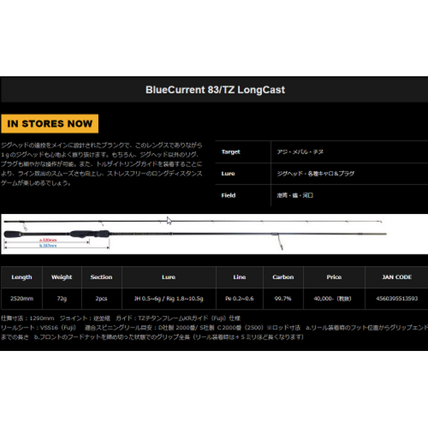Yamaga Blanks BlueCurrent 83/TZ LongCast